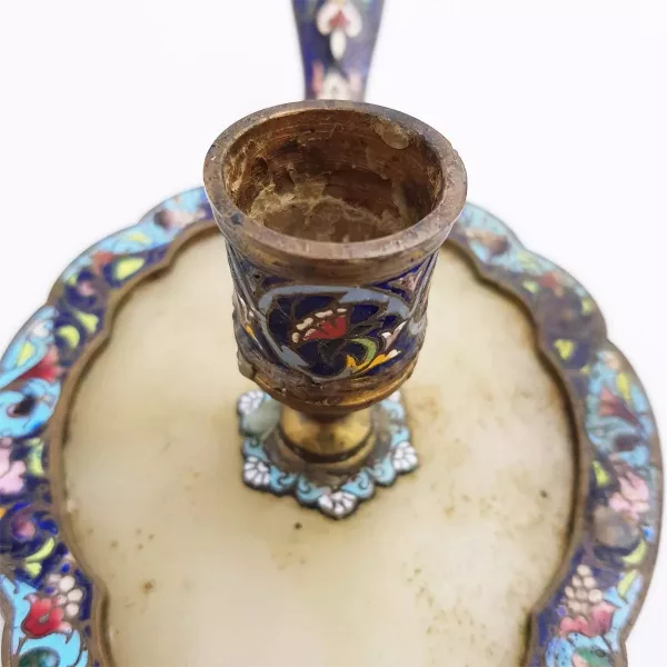 Antique Candlestick Bronze & Cloisonne Enamel 19th century - Image 9
