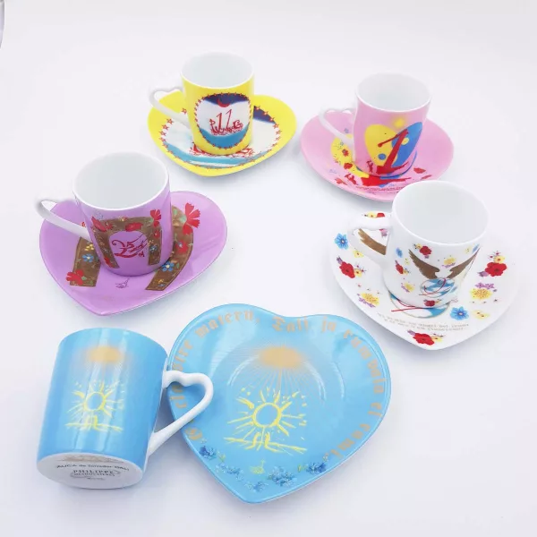 Salvador Dali x Philippe Deshoulières Limoges "AUCA" Coffee cups and saucers 5p