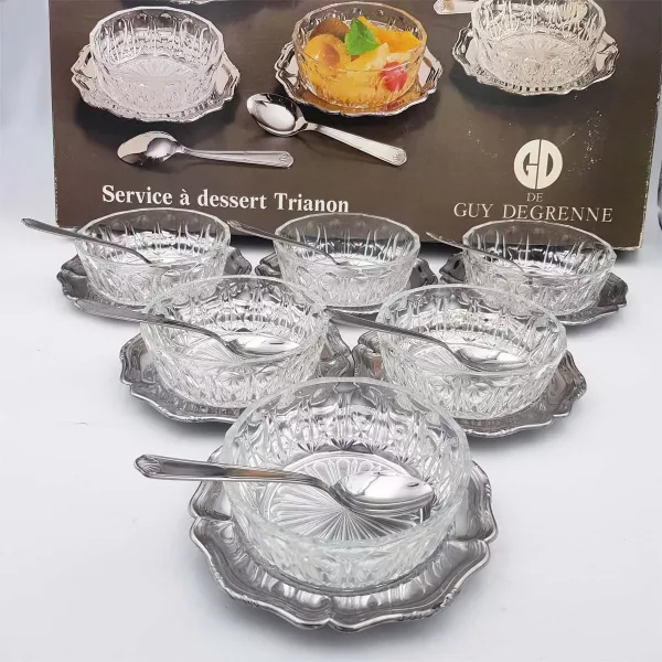 Vintage glass bowls Guy Degrenne "Trianon" 6p