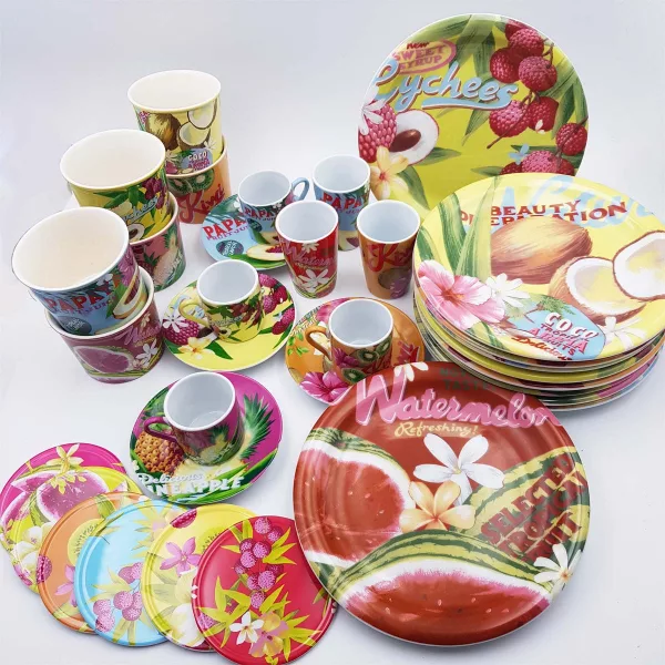 Genevieve Lethu "Bondi Beach" Snack set Tropical fruits theme