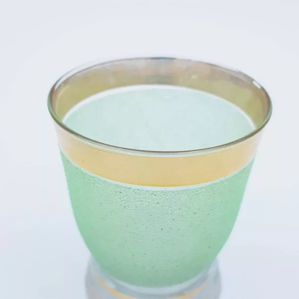 Liquor set Green grainy-textured glass vintage 1950s - Image 12