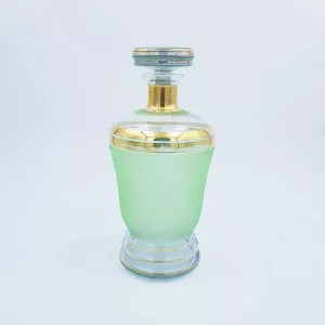 Liquor set Green grainy-textured glass vintage 1950s