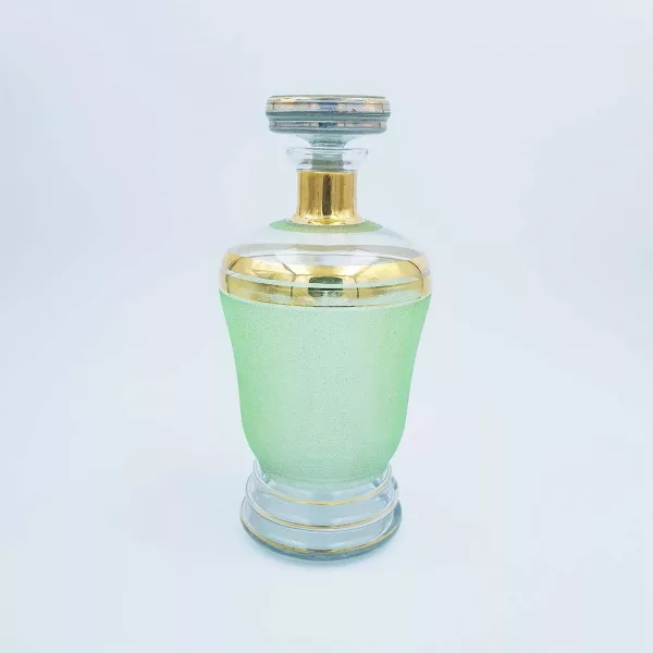 Liquor set Green grainy-textured glass vintage 1950s - Image 2