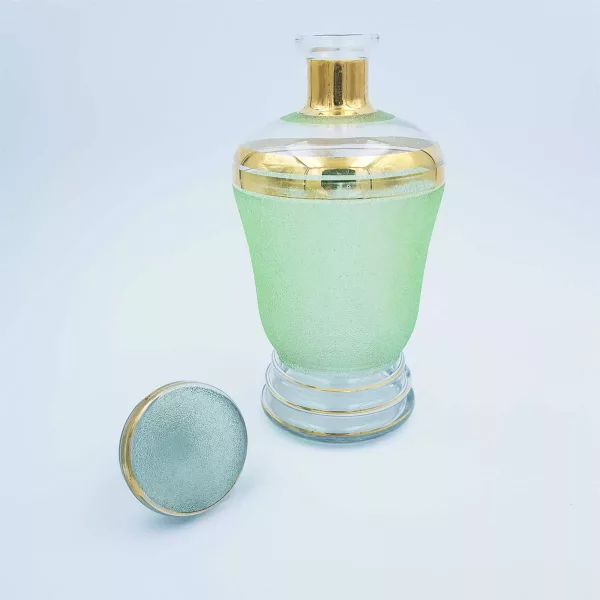 Liquor set Green grainy-textured glass vintage 1950s - Image 3