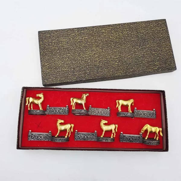 6 Knife rests Horses & Show jumping fences Silver plated & Gilt - Image 10