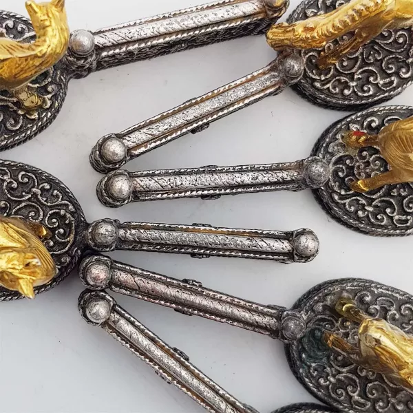 6 Knife rests Horses & Show jumping fences Silver plated & Gilt - Image 9