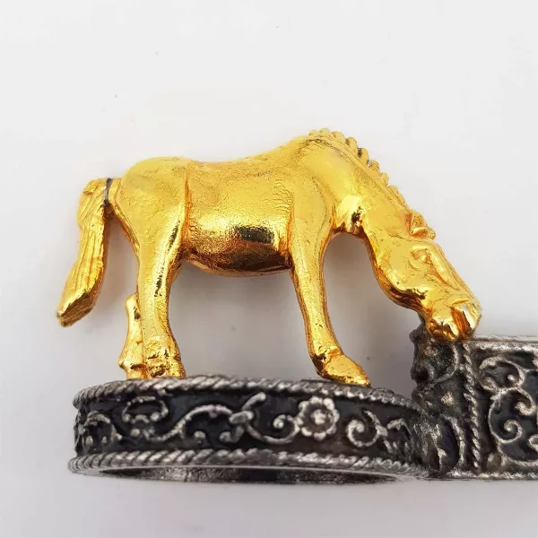 6 Knife rests Horses & Show jumping fences Silver plated & Gilt - Image 7