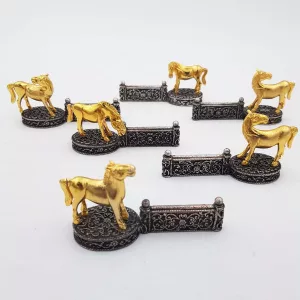6 Knife rests Horses & Show jumping fences Silver plated & Gilt