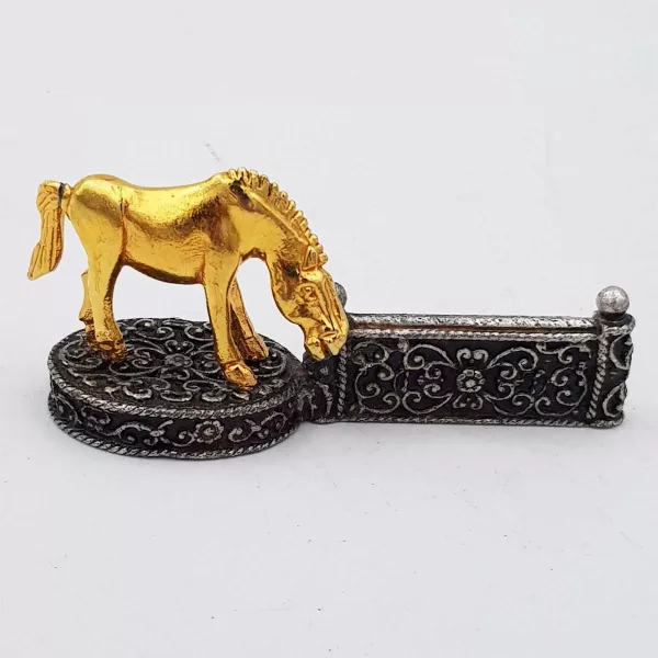 6 Knife rests Horses & Show jumping fences Silver plated & Gilt - Image 3