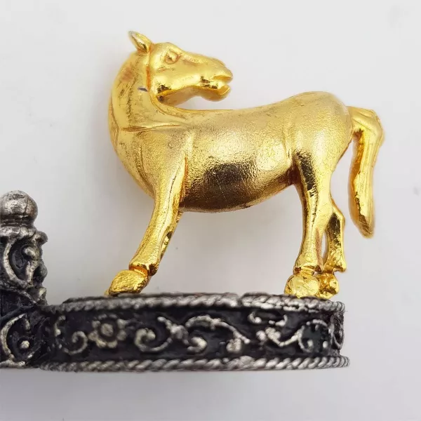 6 Knife rests Horses & Show jumping fences Silver plated & Gilt - Image 6
