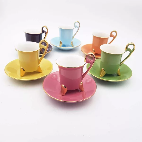 Geneviève Lethu "Aquarelle" Porcelain Coffee cups set 6p