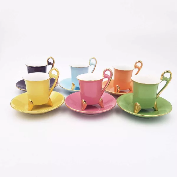 Geneviève Lethu "Aquarelle" Porcelain Coffee cups set 6p - Image 2