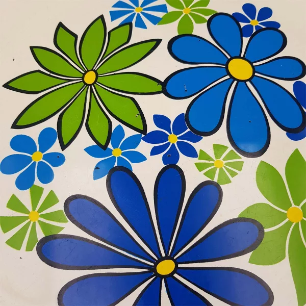 2 large 1970 round Tray Flowers deco Diameter 14.1" - Image 7