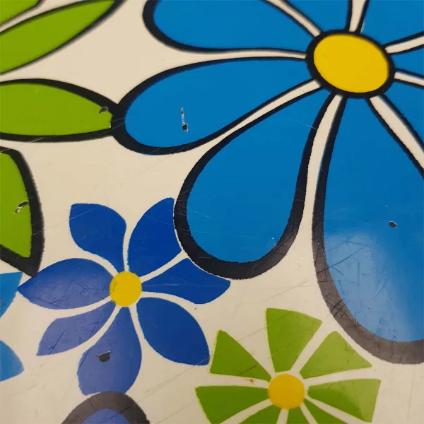 2 large 1970 round Tray Flowers deco Diameter 14.1" - Image 8