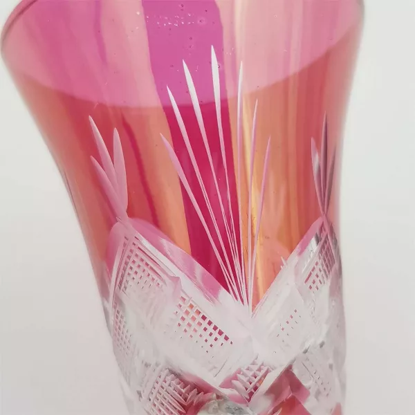 Pink cut glass 1960 Alcohol decanter + 4 glasses - Image 12