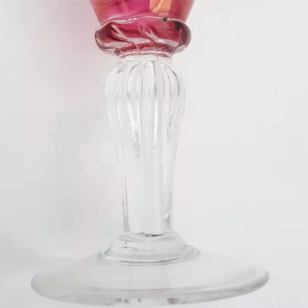 Pink cut glass 1960 Alcohol decanter + 4 glasses - Image 14