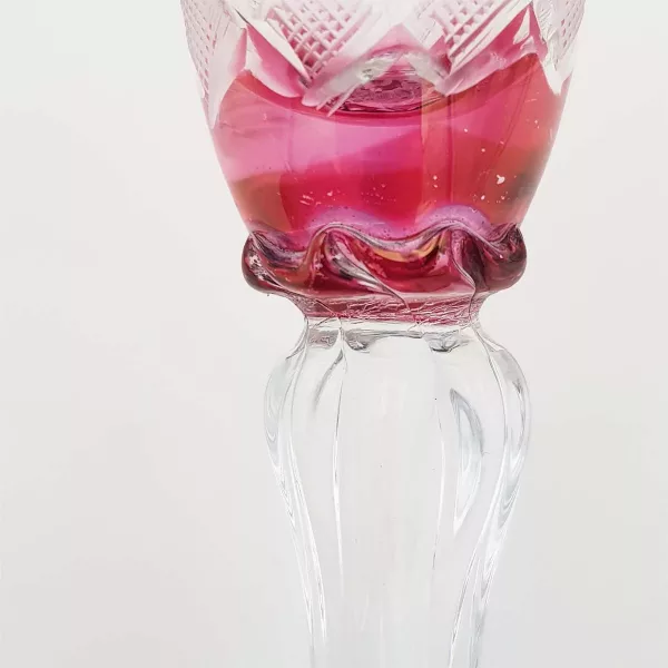Pink cut glass 1960 Alcohol decanter + 4 glasses - Image 4
