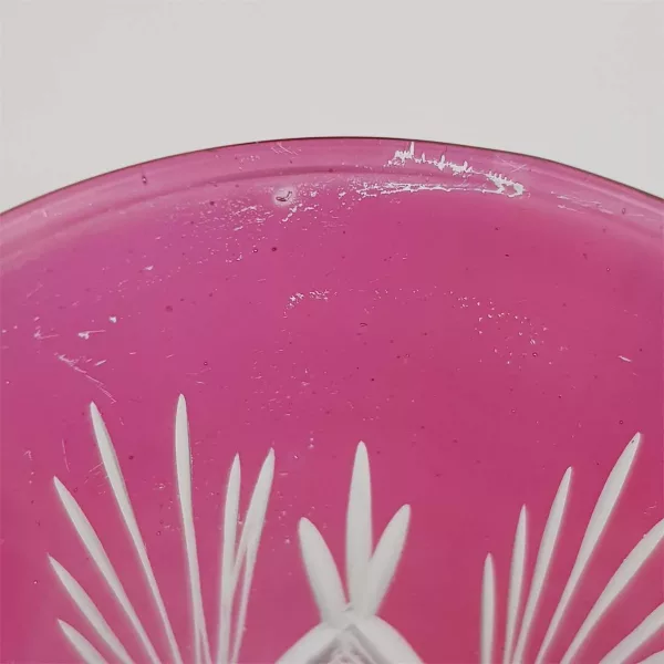 Pink cut glass 1960 Alcohol decanter + 4 glasses - Image 6