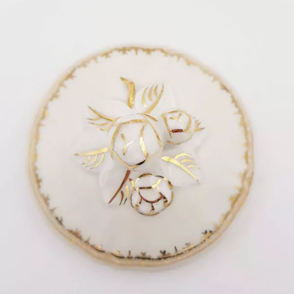 Sugar bowl White porcelaine Raynaud Limoges Gilt enamel 1950 - Image 5