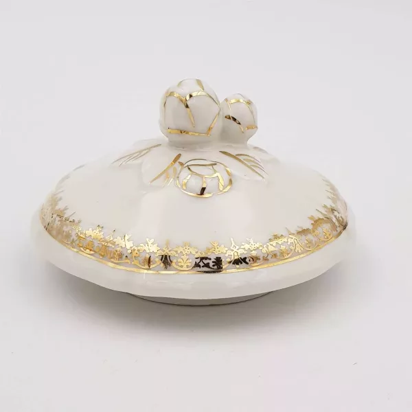 Sugar bowl White porcelaine Raynaud Limoges Gilt enamel 1950 - Image 6
