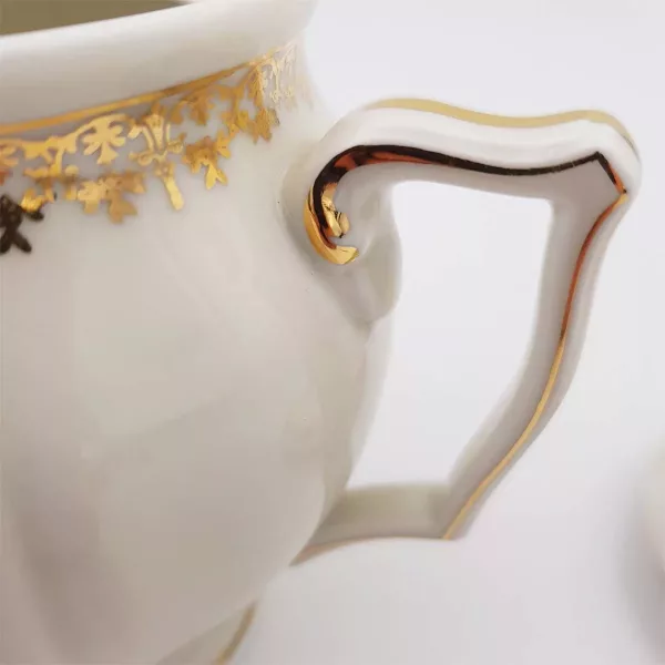 Sugar bowl White porcelaine Raynaud Limoges Gilt enamel 1950 - Image 7