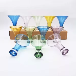 12 vintage Cocktail glasses Martini glasses Flared Bubble foot 1970/80s