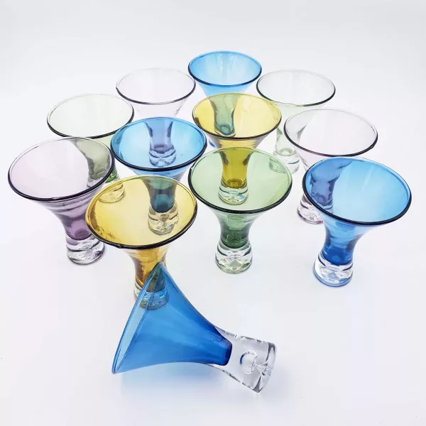 12 vintage Cocktail glasses Martini glasses Flared Bubble foot 1970/80s - Image 9
