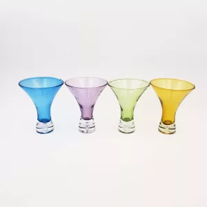 12 vintage Cocktail glasses Martini glasses Flared Bubble foot 1970/80s