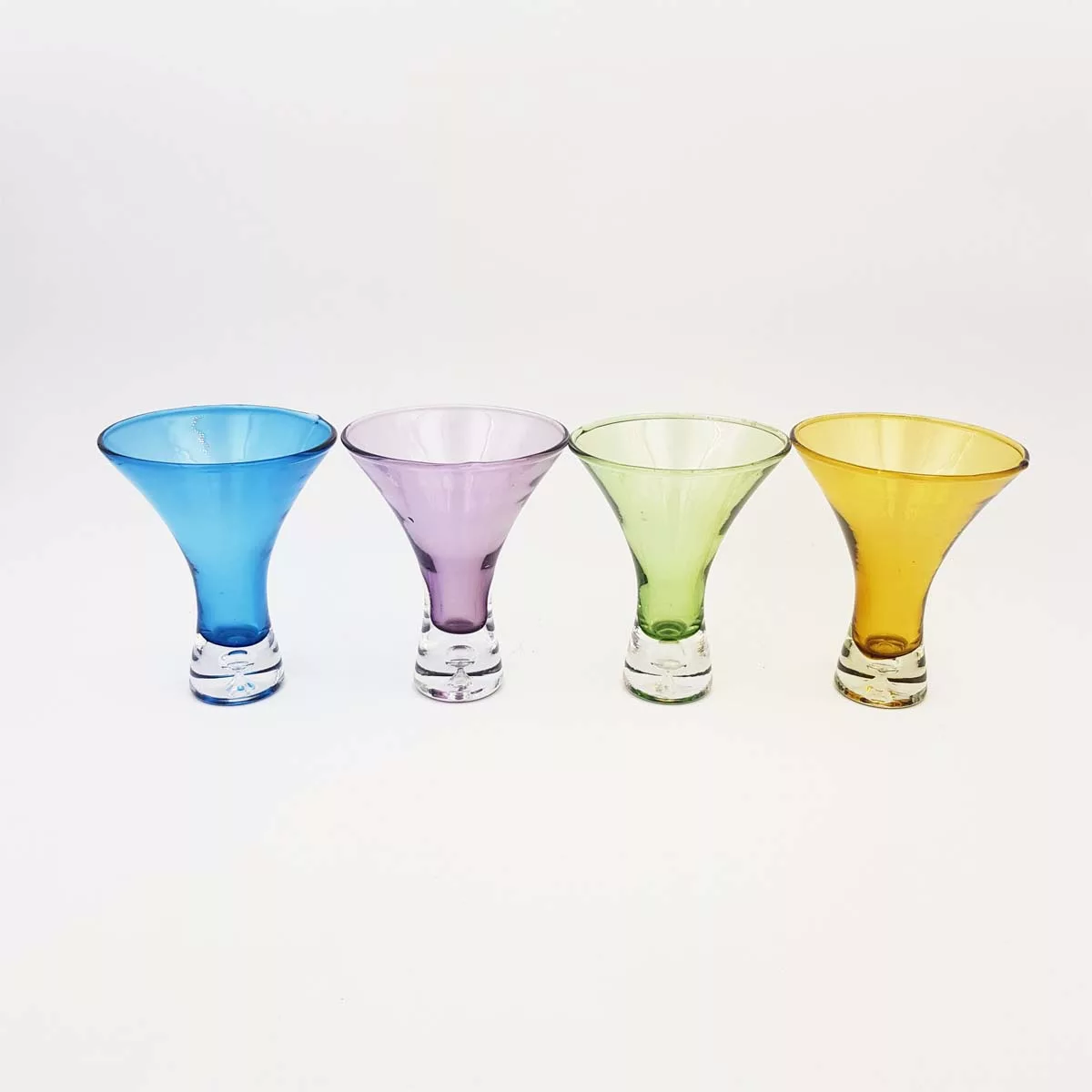 Vintage multicolor martini glasses cocktail glasses with bubbles