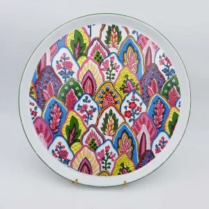 Round multicolor Cake dish & Gravy boat P. Deshoulieres Limoges