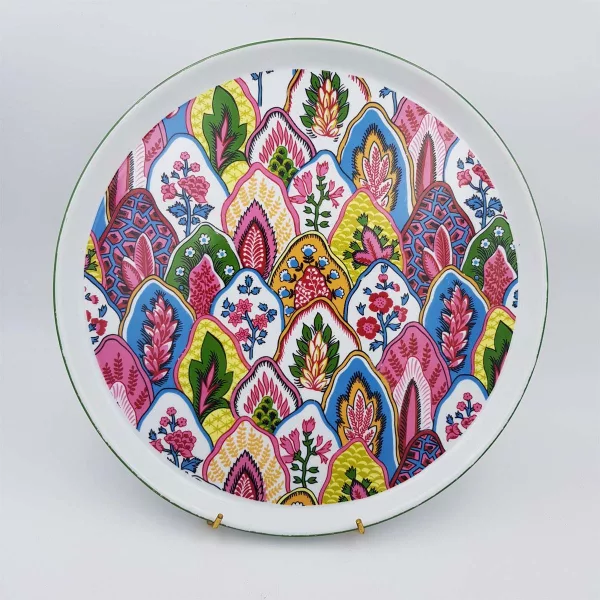 Round multicolor Cake dish & Gravy boat P. Deshoulieres Limoges - Image 2