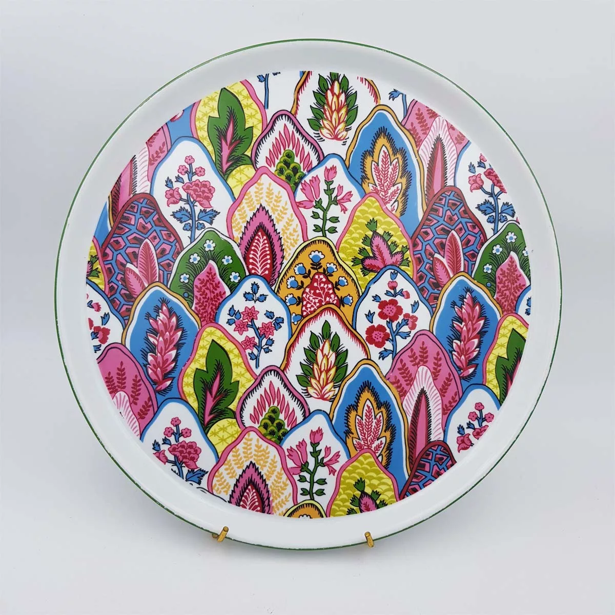 Vintage multicolor pie dish vintage cake dish porcelain Limoges Philippe Deshoulières Bisance Scherazade Patrick Frey