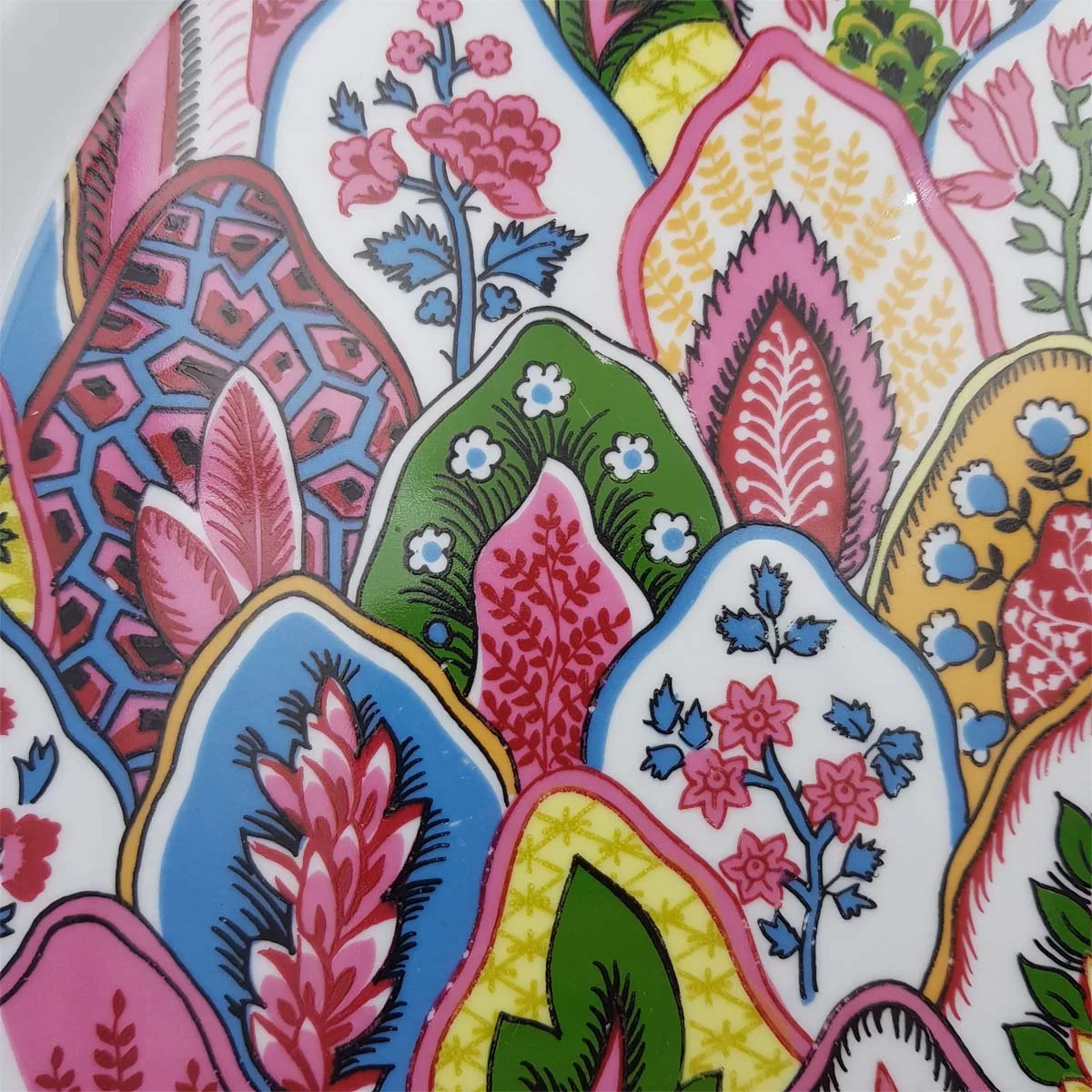 Vintage multicolor pie dish vintage cake dish porcelain Limoges Philippe Deshoulières Bisance Scherazade Patrick Frey