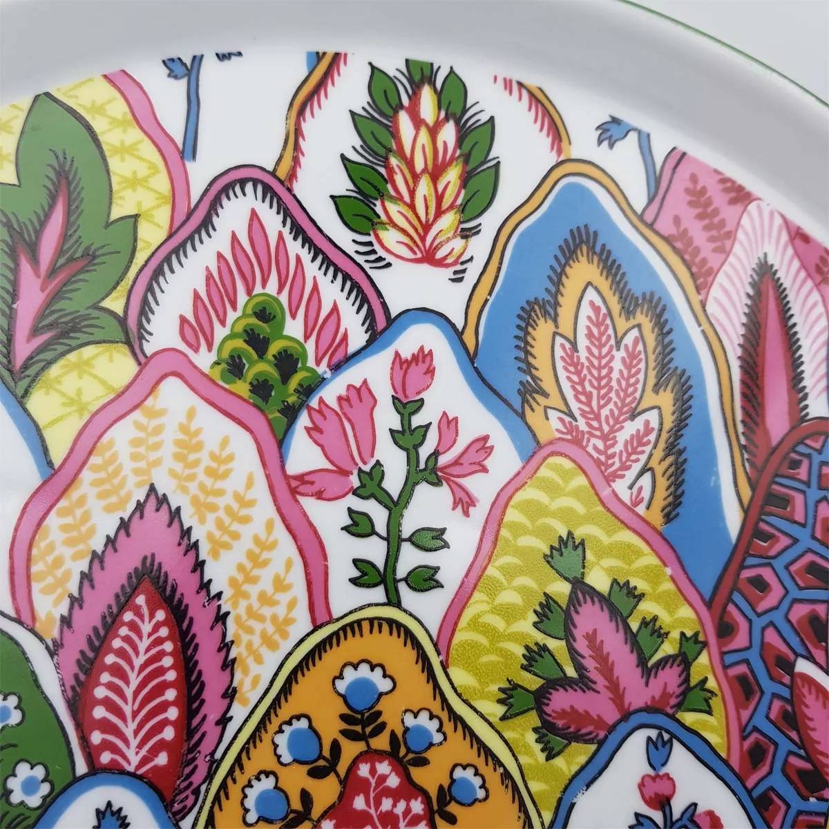 Vintage multicolor pie dish vintage cake dish porcelain Limoges Philippe Deshoulières Bisance Scherazade Patrick Frey