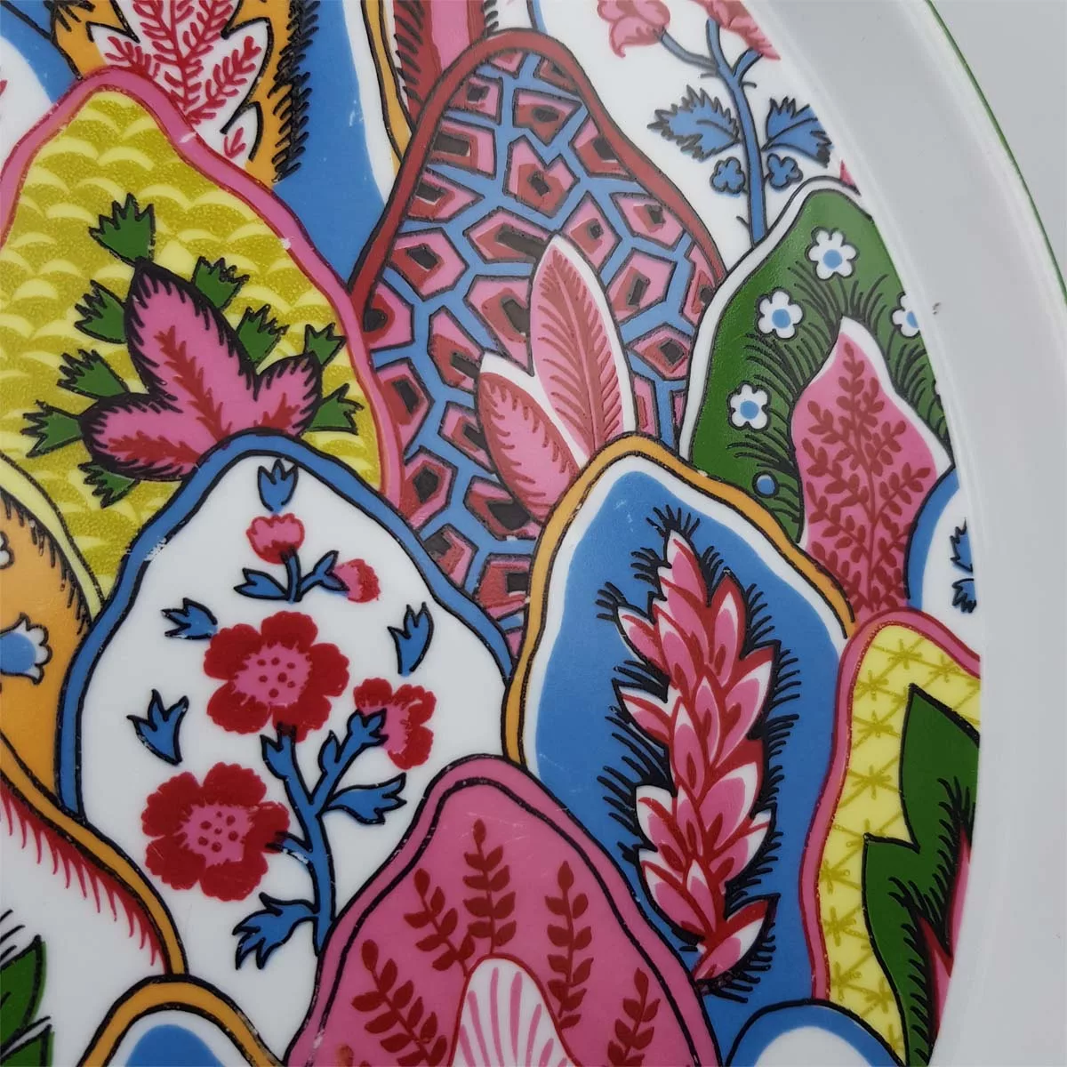 Vintage multicolor pie dish vintage cake dish porcelain Limoges Philippe Deshoulières Bisance Scherazade Patrick Frey