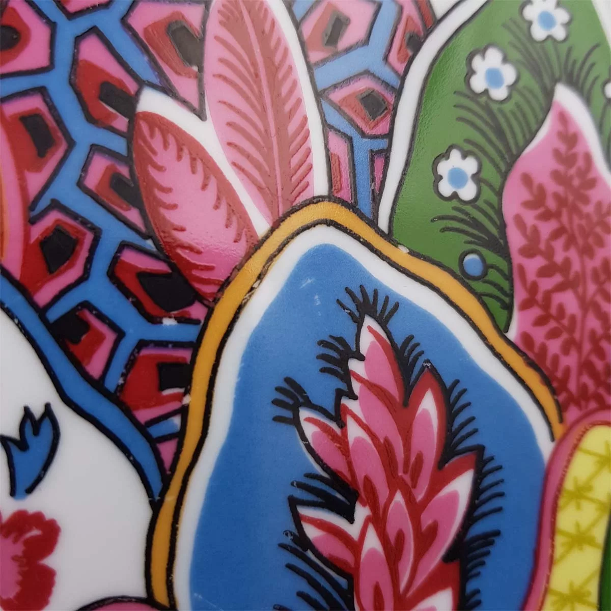 Vintage multicolor pie dish vintage cake dish porcelain Limoges Philippe Deshoulières Bisance Scherazade Patrick Frey