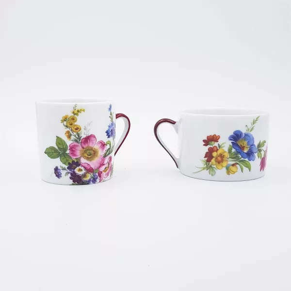 Coffee cup & Tea cup "Fleurs de Baudelaire" Philippe Deshoulières Limoges Porcelaine