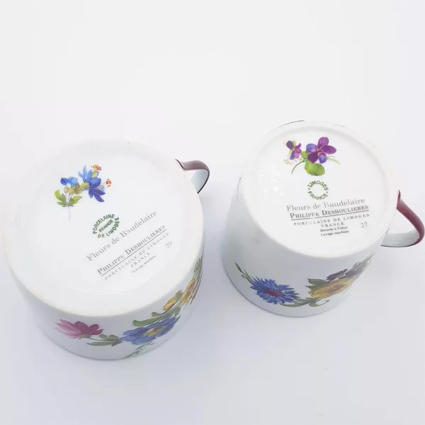 Coffee cup & Tea cup "Fleurs de Baudelaire" Philippe Deshoulières Limoges Porcelaine - Image 14