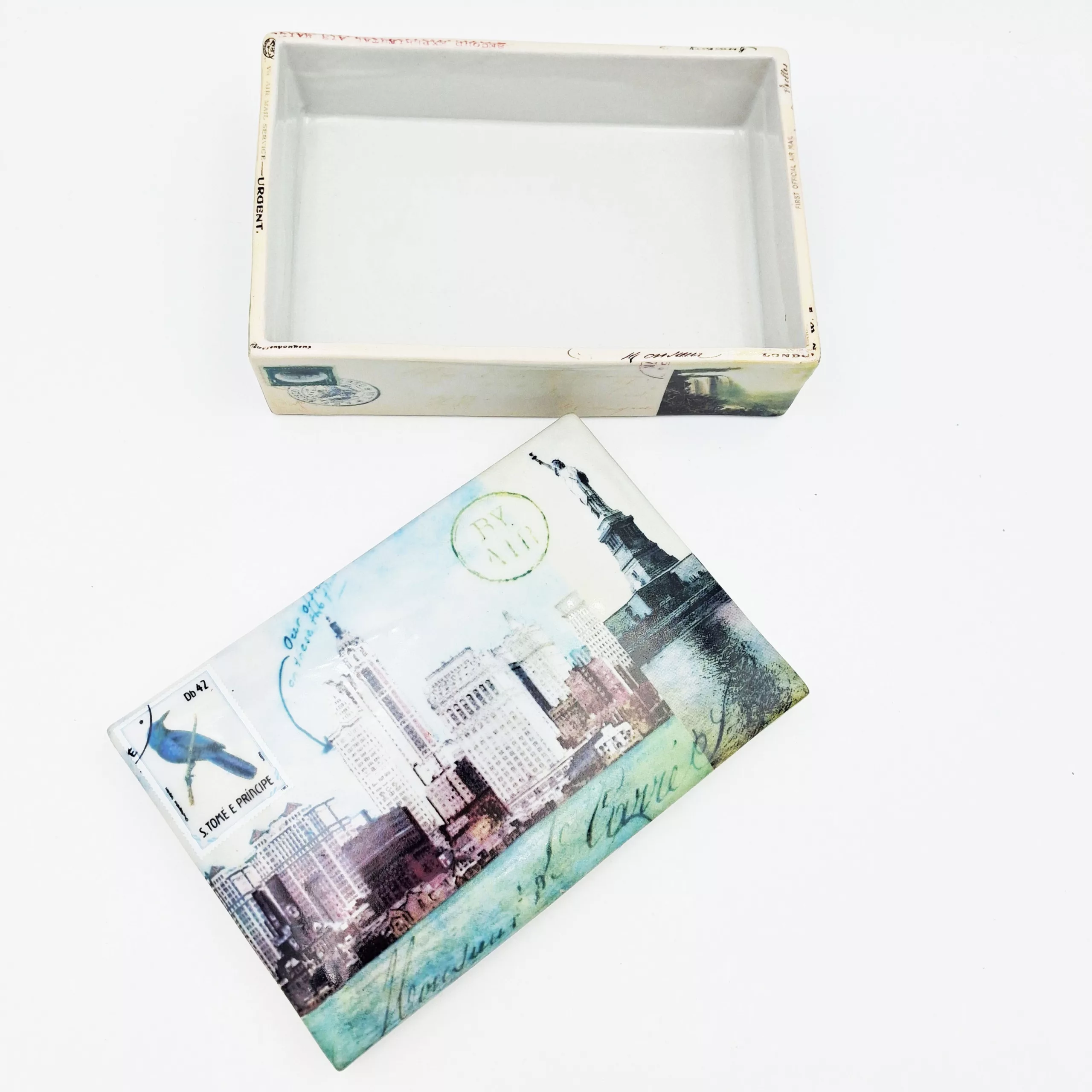 Fabienne Jouvin porcelain "Postcard" box NYC Travel diaries