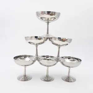 6x2oz vintage dessert bowls ice cream cups 1970-1980 stainless steel Letang Remy