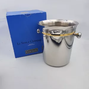 Steel and gold champagne cooler bucket 1980 Jean Couzon France