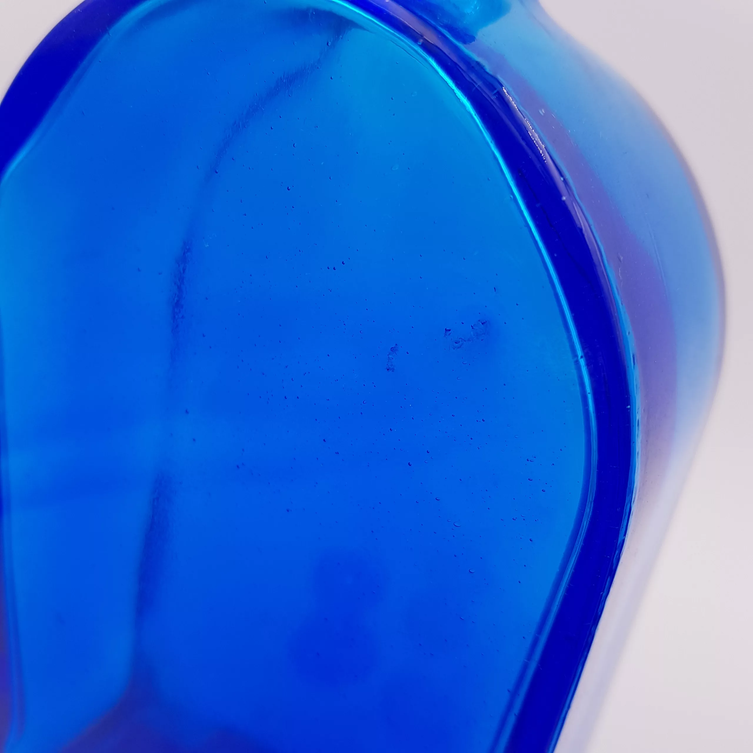 2 vintage cobalt blue glass flasks round shoulders