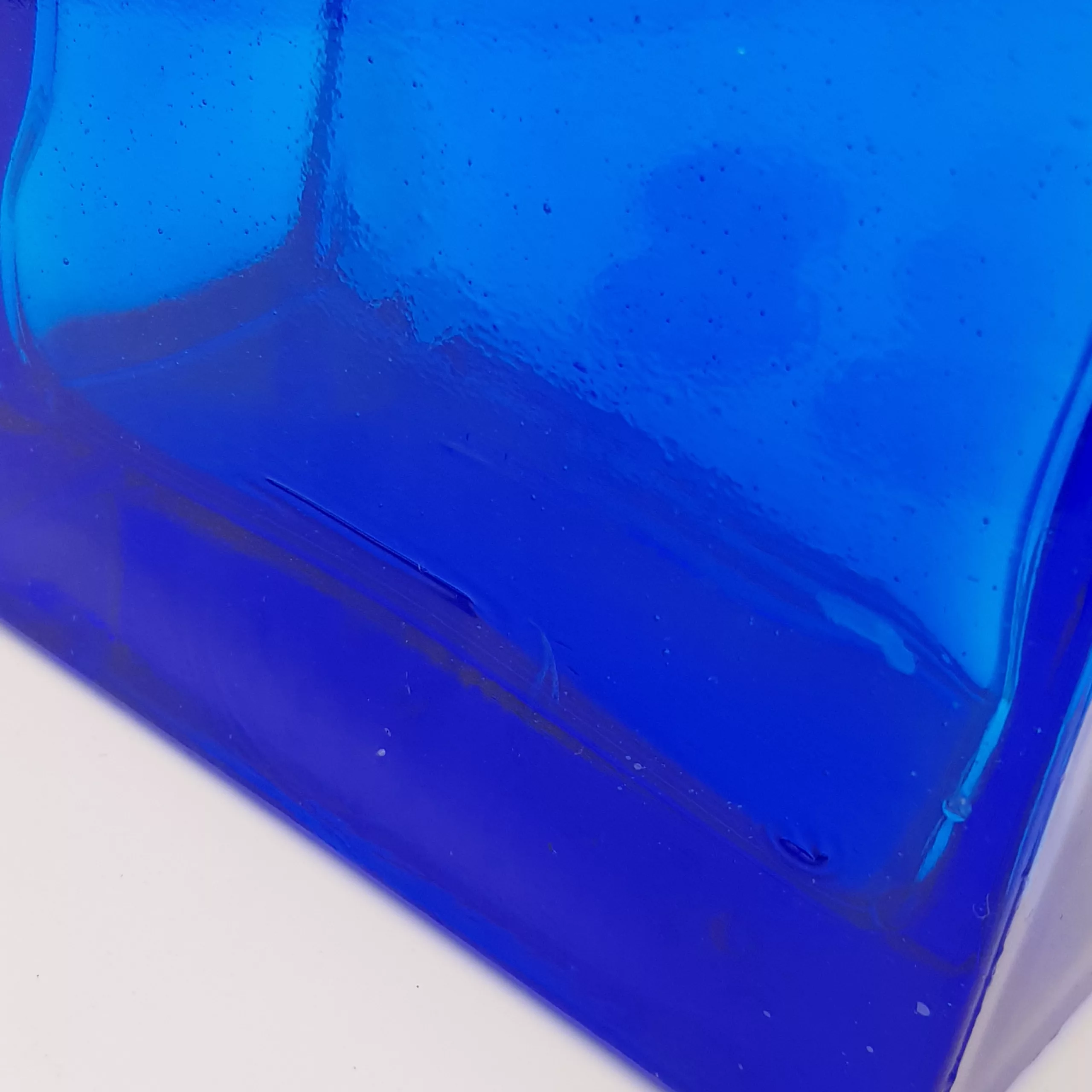 2 vintage cobalt blue glass flasks round shoulders