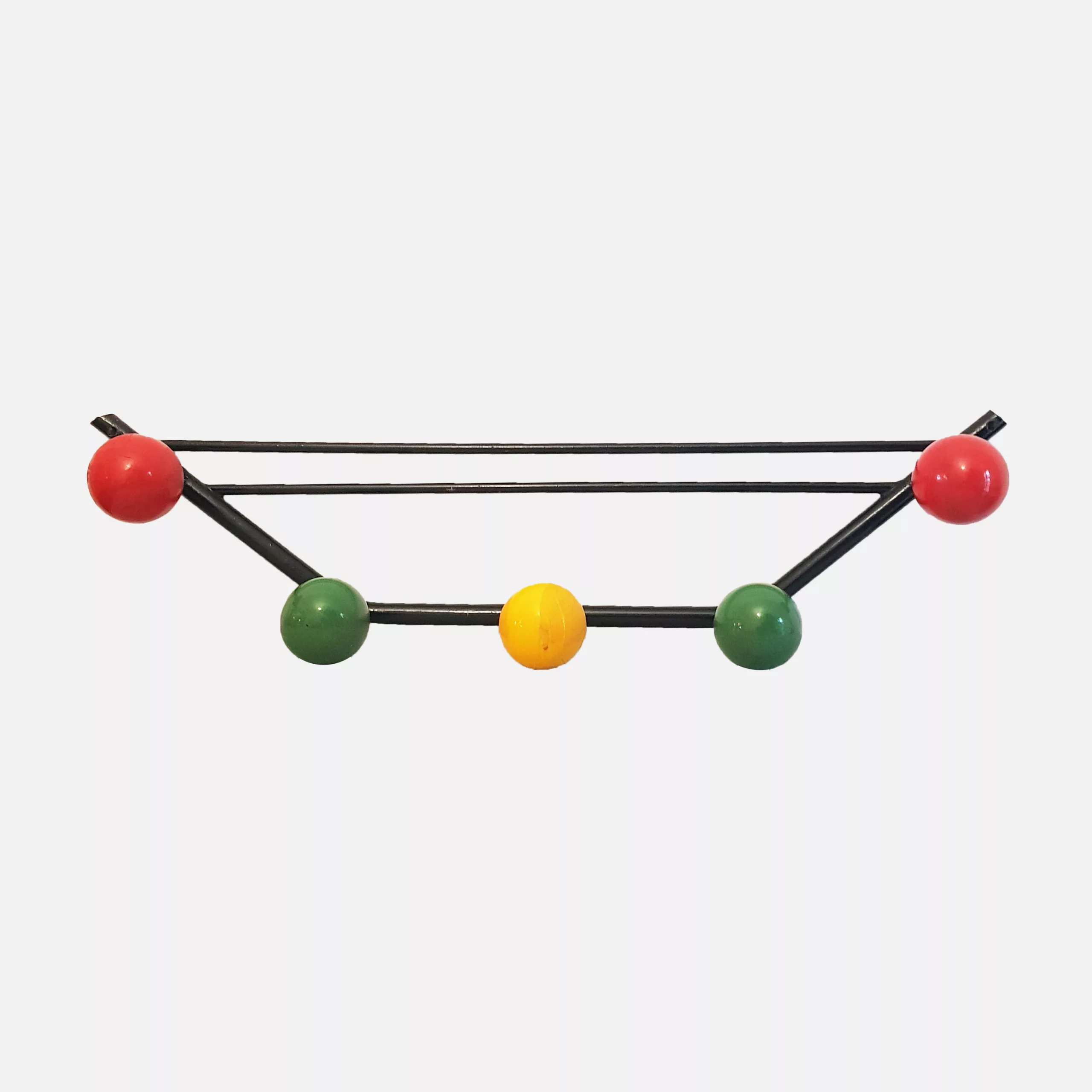 Vintage coat rack metal 5 wood colored hangers