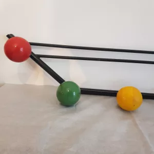 Vintage coat rack metal 5 wood colored hangers