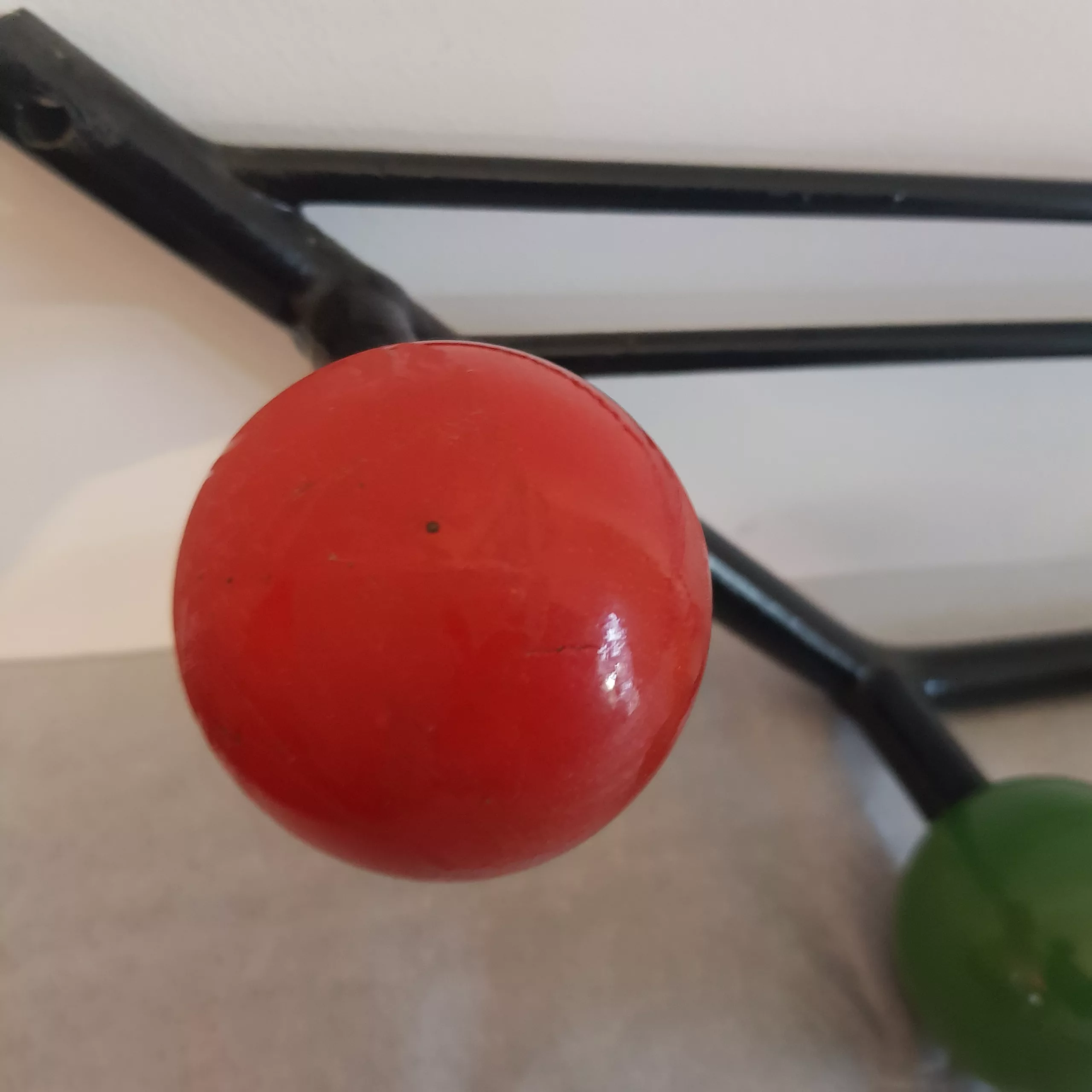 Vintage coat rack metal 5 wood colored hangers