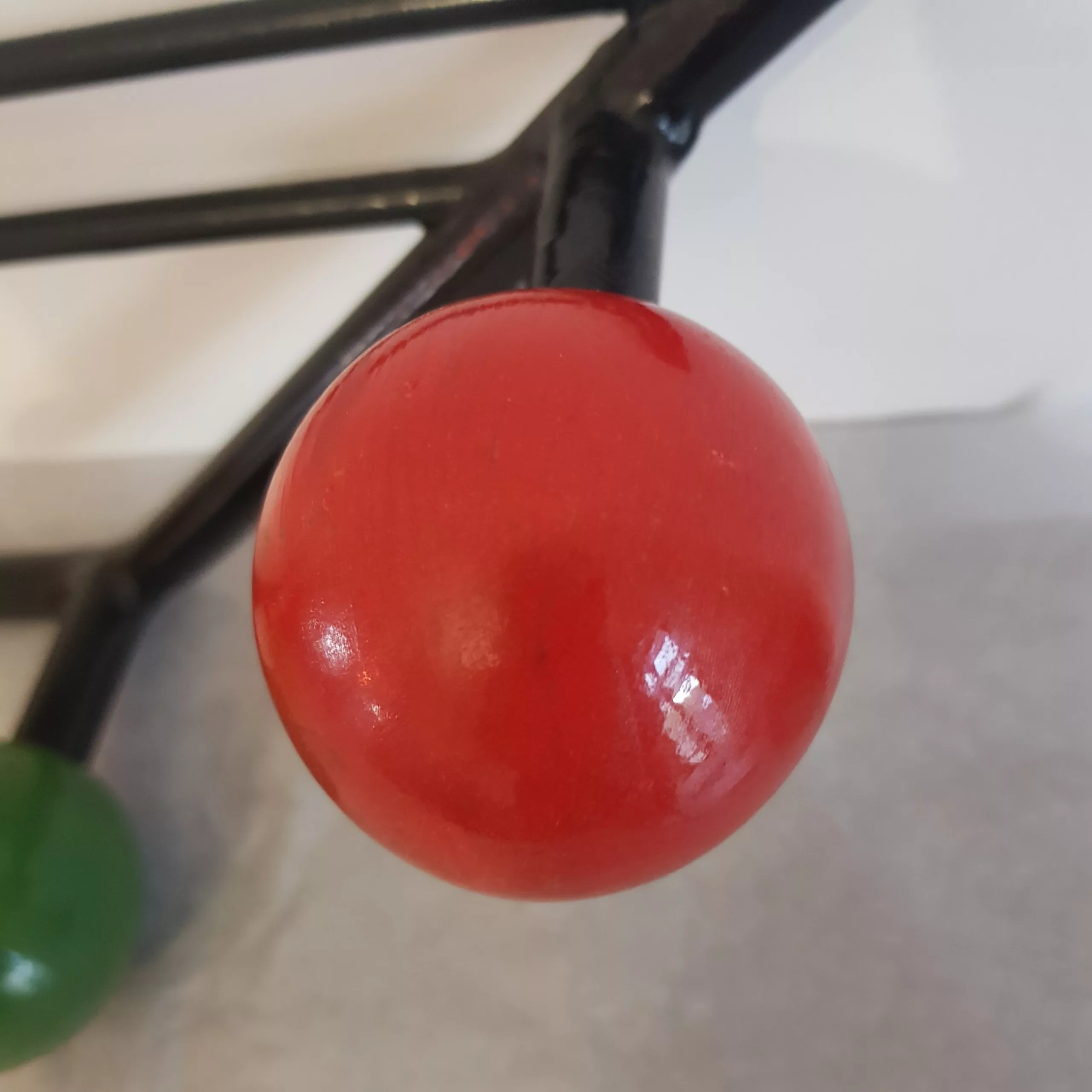 Vintage coat rack metal 5 wood colored hangers