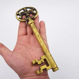 Vintage brass corkscrew shape of a giant key