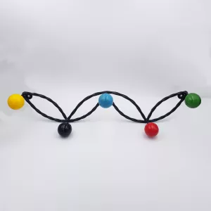 Vintage coat rack twisted metal colored wood balls
