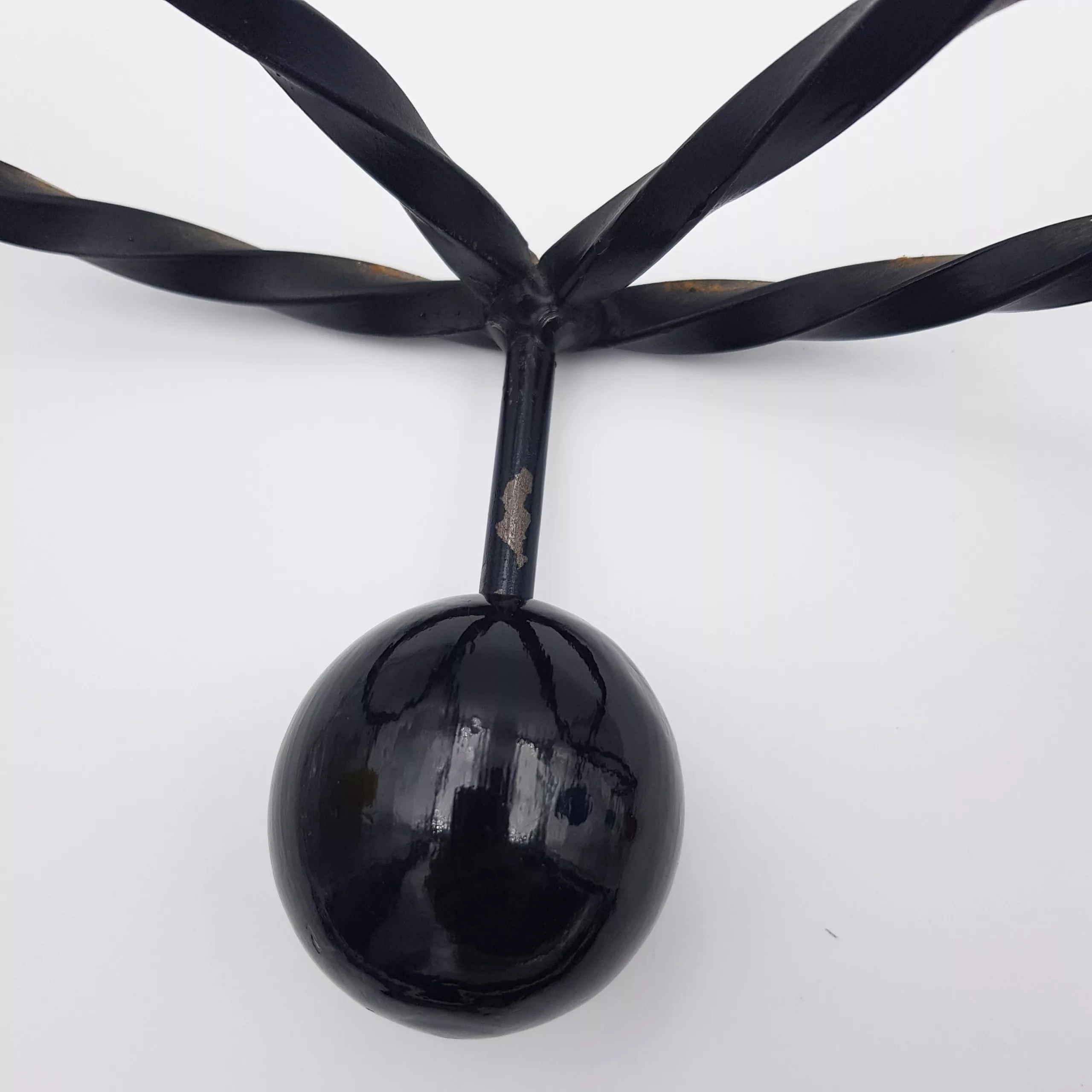 Vintage coat rack twisted metal colored wood balls